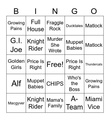 80 Bingo Card