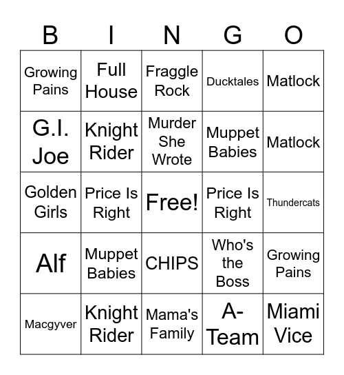 80 Bingo Card