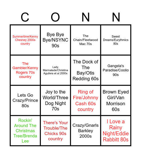 ConnVention Music Bingo 2025 Bingo Card