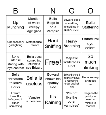 Twilight Bingo Card