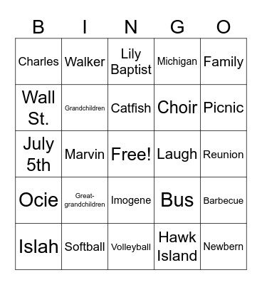 THOMAS Bingo Card