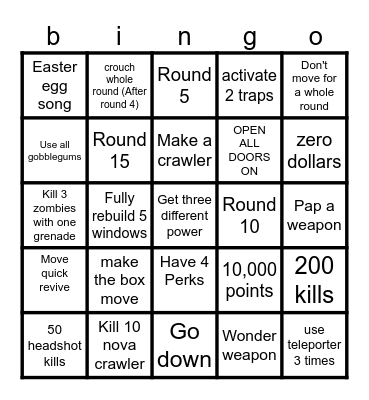 Kino Bingo Card