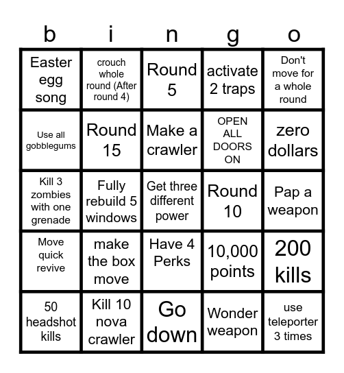 Kino Bingo Card