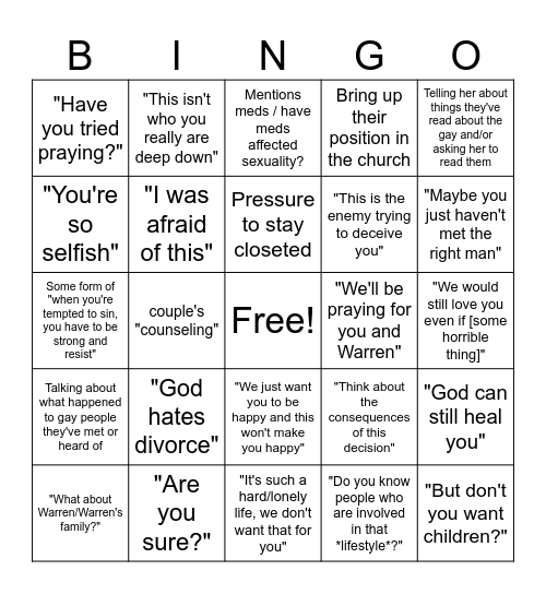 💫🧡🤍🩷🌈Coming Out Bingo!🌈🧡🤍🩷✨ Bingo Card
