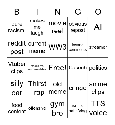 INSTAGRAM REELS BINGO Card
