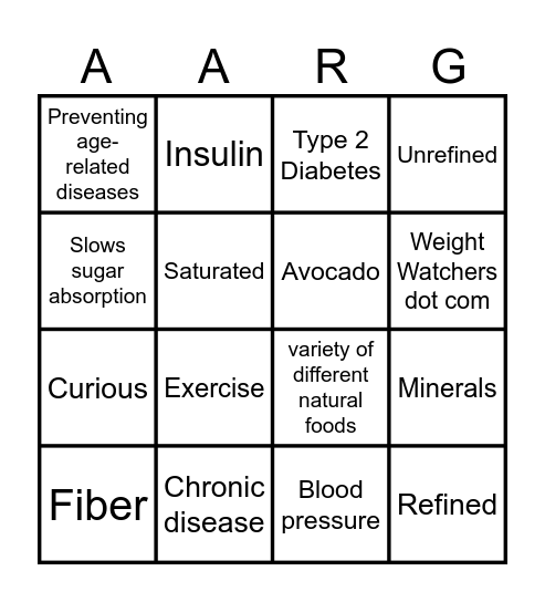 How Not to Grow Old Bingo Card