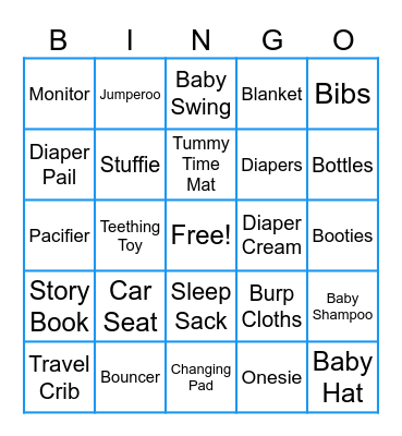 Baby Shower Bingo Card