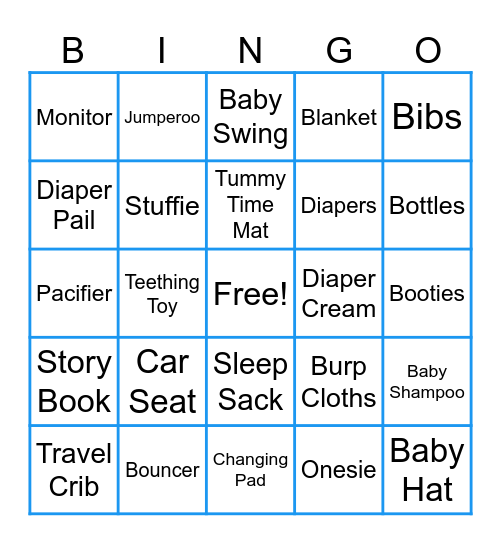 Baby Shower Bingo Card