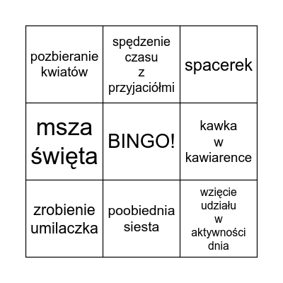 Misiowe Bingo Dnia Bingo Card