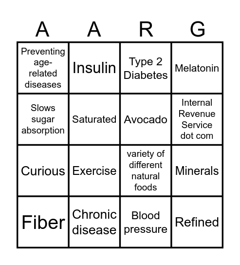 How Not to Grow Old Bingo Card
