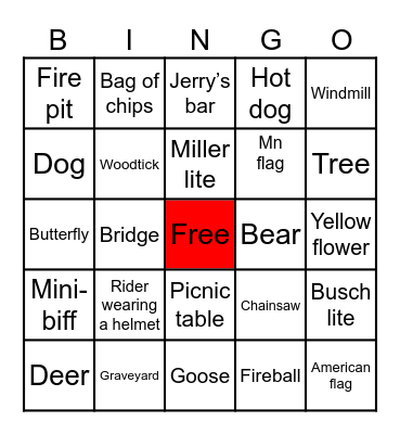 Pollock fall ride Bingo Card