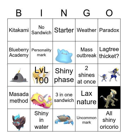 Violet shiny hunts Bingo Card