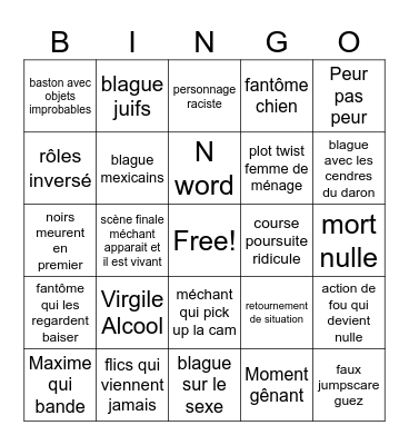 Haunted House film maxime Bingo Card
