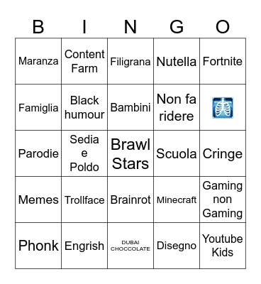 YT Shorts Bingo Card
