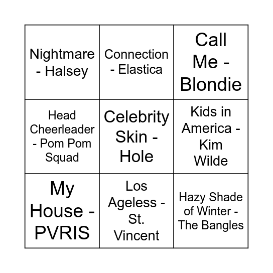 Game Two Bingo Card