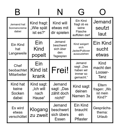 Abfalleimer Bingo Card
