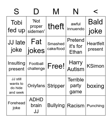 Surprise Birthday Bingo Card