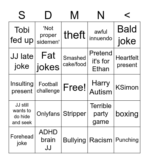 Surprise Birthday Bingo Card