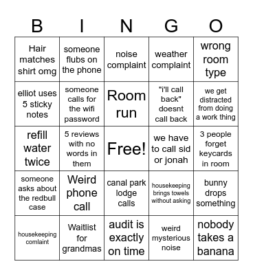 Work Bingo Card