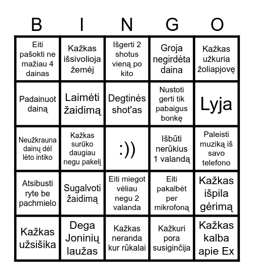 JONINIŲ BINGO Card