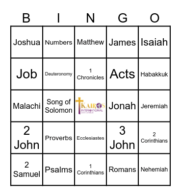 Kairos International Ministries - Family Book of the Bible BINGO Card