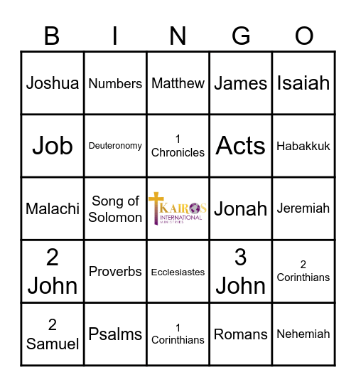 Kairos International Ministries - Family Book of the Bible BINGO Card