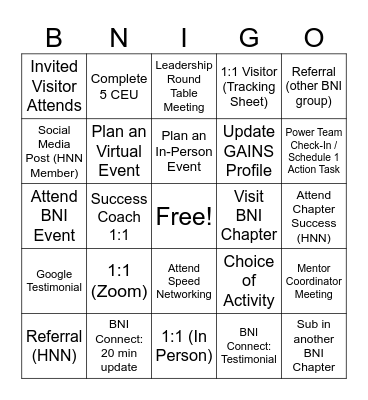 HNN: BNIGO Bingo Card