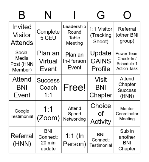 HNN: BNIGO Bingo Card