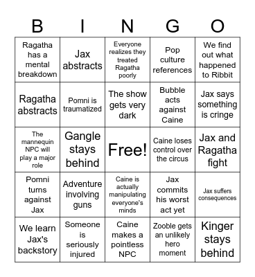 Digital circus episode 6 Bingo Card