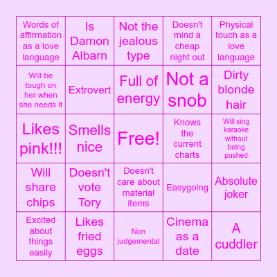 ARE YOU CRYSTAL'S TYPE? Bingo Card