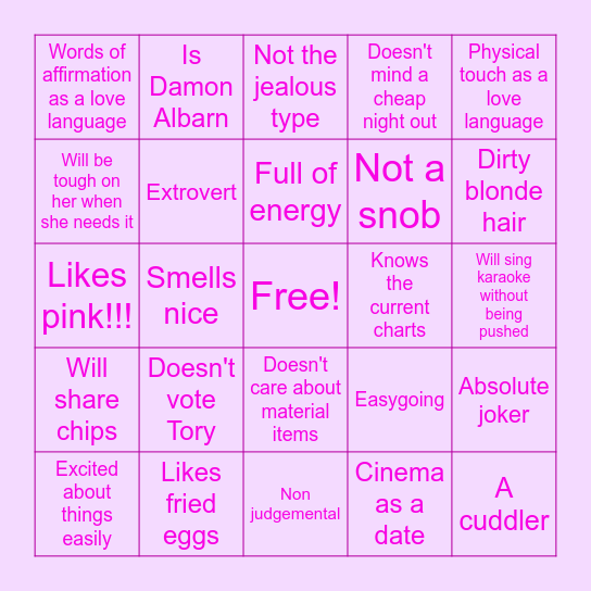 ARE YOU CRYSTAL'S TYPE? Bingo Card