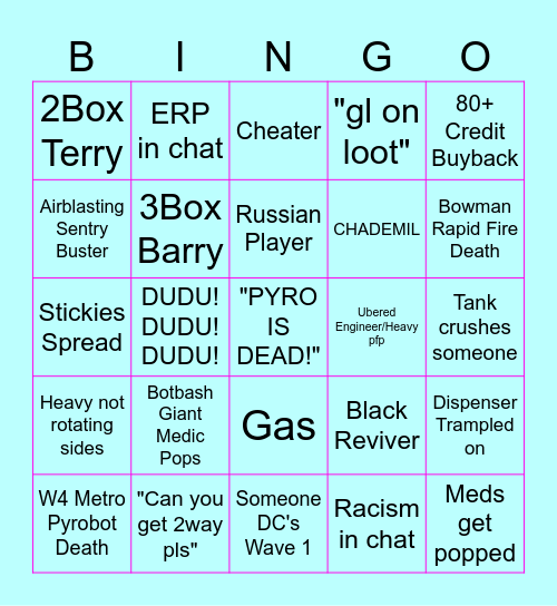 The Akio 2C MvM Experience Bingo Card