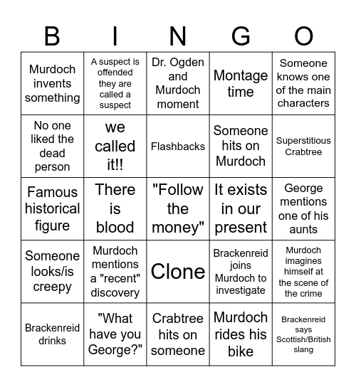 Murdoch Timeeee Bingo Card