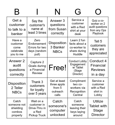 BANKER BINGO Card