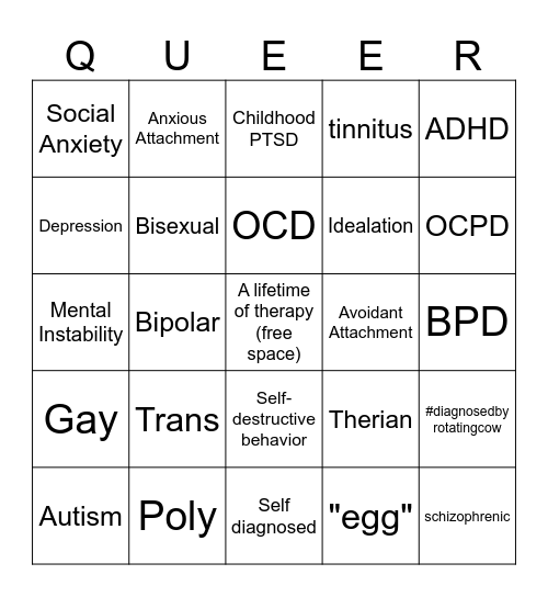 DSM Queer Bingo Card