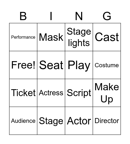 Theatre Bingo! Bingo Card