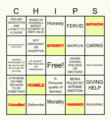 C.H.I.P.S. Bingo Card