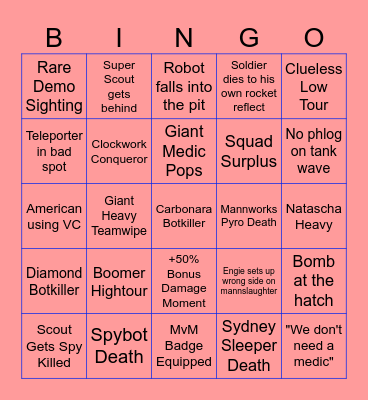The Akio Expert MvM Experience Bingo Card