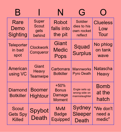 The Akio Expert MvM Experience Bingo Card