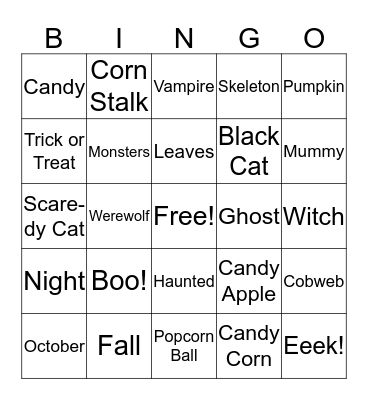 Halloween Bingo Card