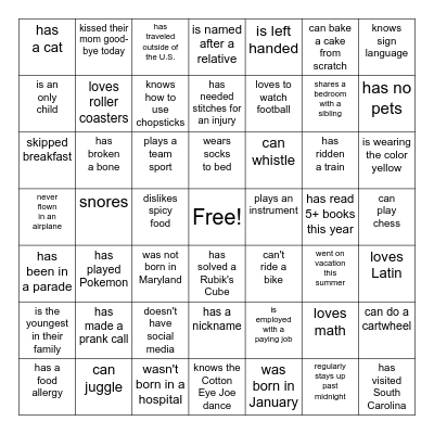FIND SOMEONE WHO... Bingo Card