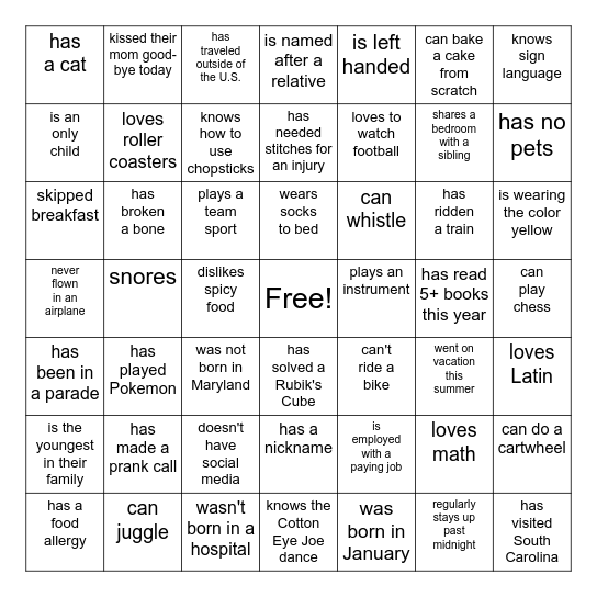 FIND SOMEONE WHO... Bingo Card