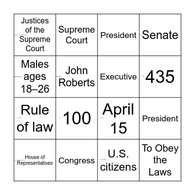 Chapter 10 Bingo Card