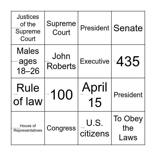 Chapter 10 Bingo Card