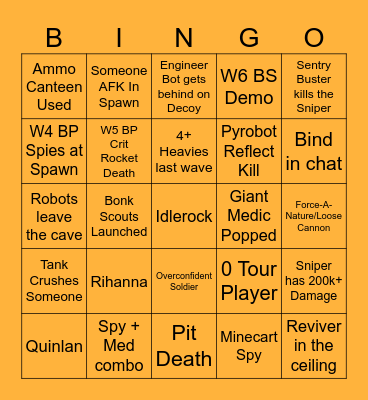 The Akio Mecha MvM Experience Bingo Card