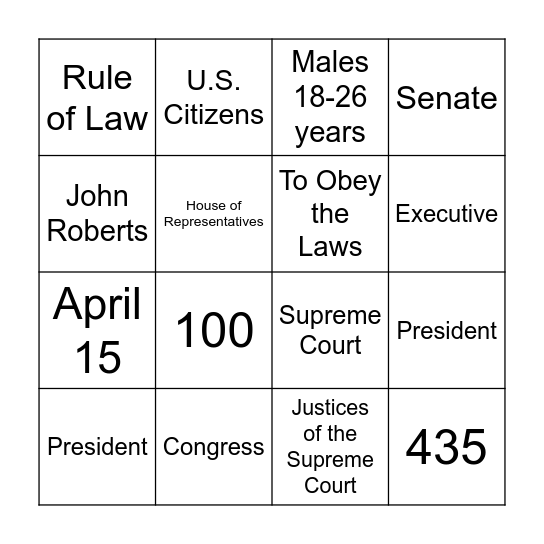 Chapter 10 Bingo Card