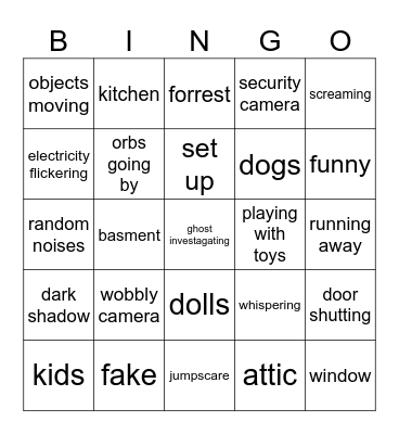 SCARY VIDEOS Bingo Card