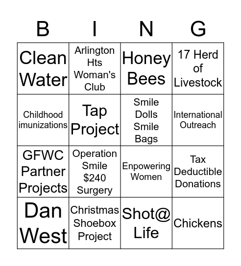 International Outreach Bingo Card