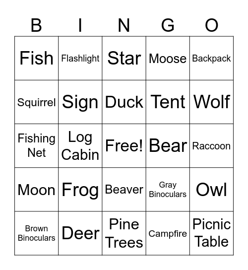 Lost Lake Bingo Card