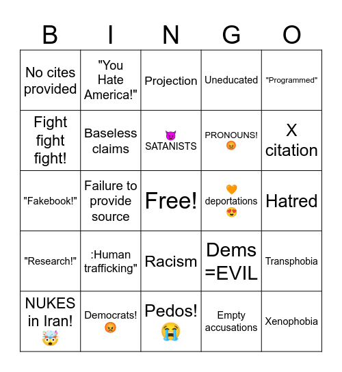 Reddish BINGO Card